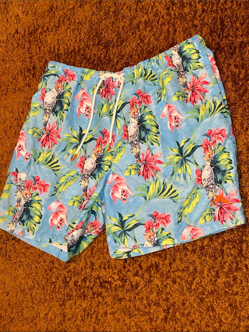 Tommy Bahama Light Blue Tropical Parrot Swim Shorts